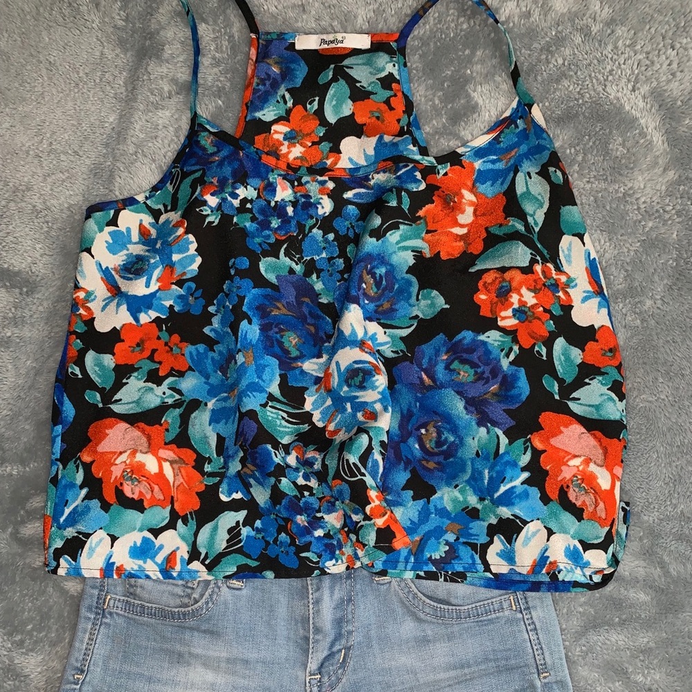 Shirt and jean shorts